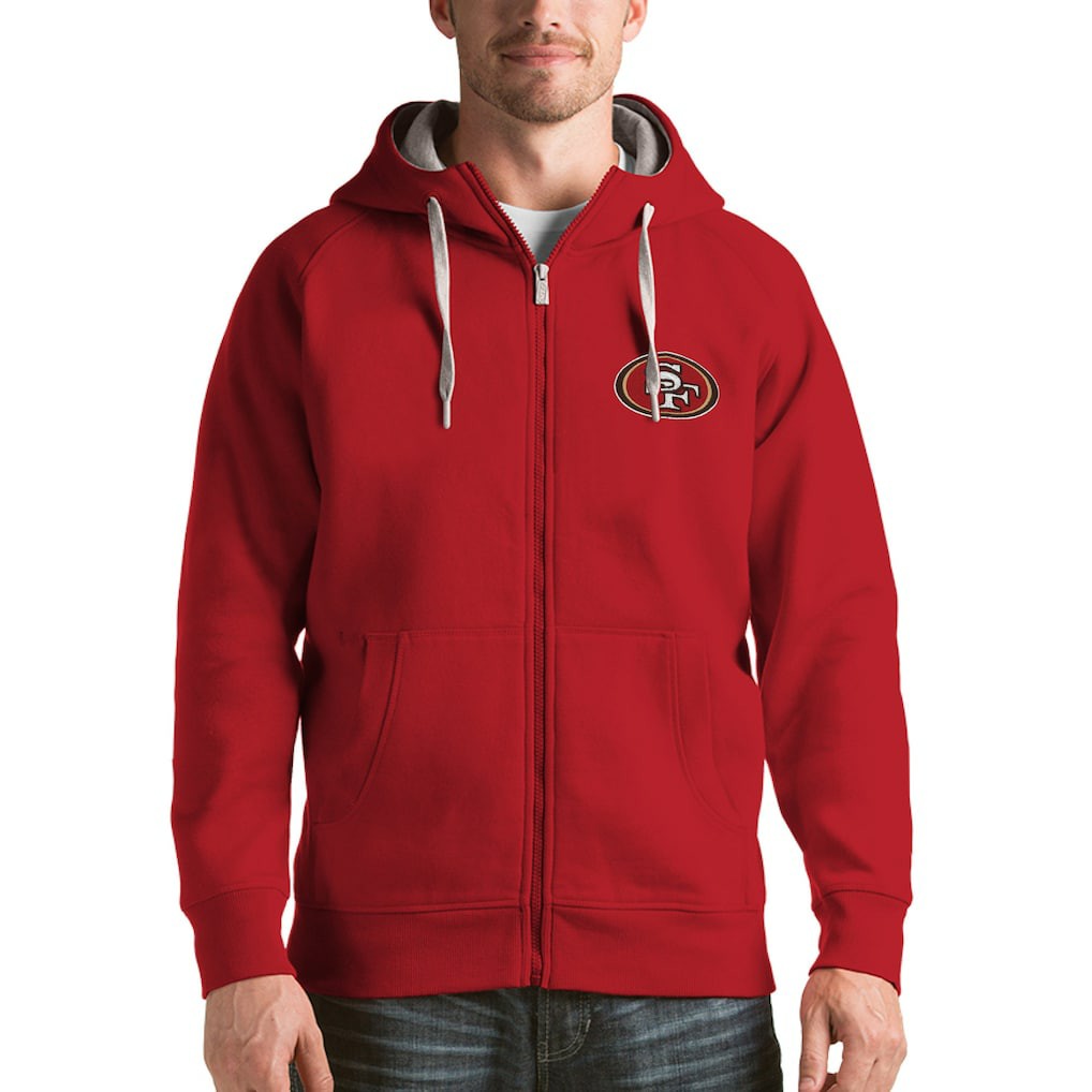 San Francisco 49ers Antigua Victory Full-Zip Hoodie Scarlet - NFL