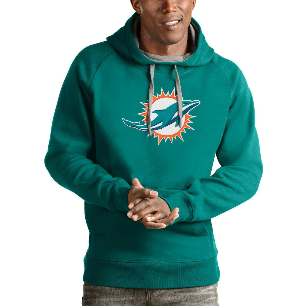 Miami Dolphins Antigua Victory Pullover Hoodie Aqua - NFL