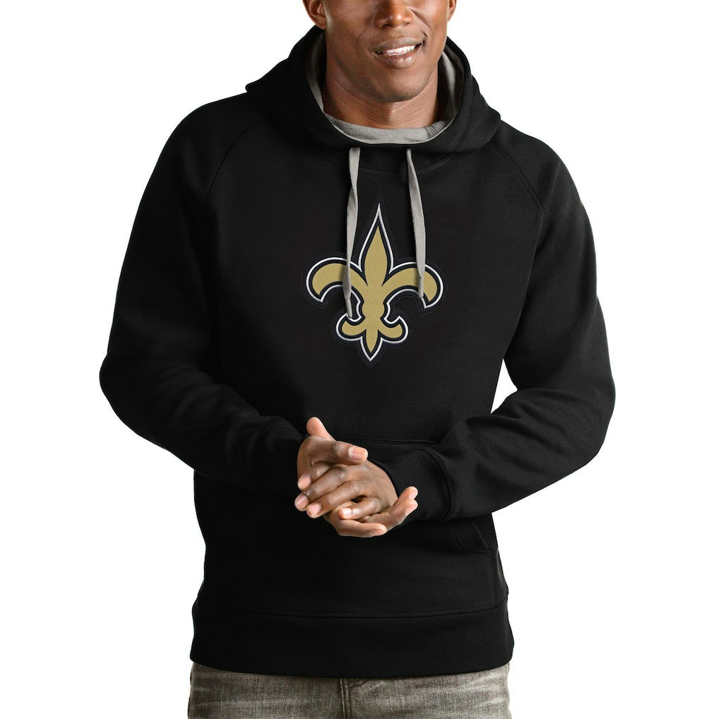 New Orleans Saints Antigua Victory Pullover Hoodie Black - NFL