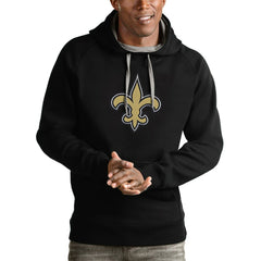New Orleans Saints Antigua Victory Pullover Hoodie Black - NFL