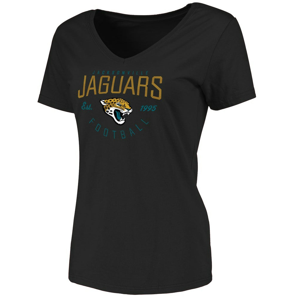 Jacksonville Jaguars Women's Live For It V-Neck T-Shirt Black - NFL