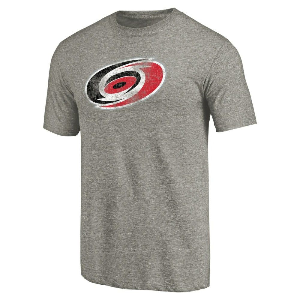 Carolina Hurricanes - Distressed Team Logo Tri-Blend T-Shirt Ash
