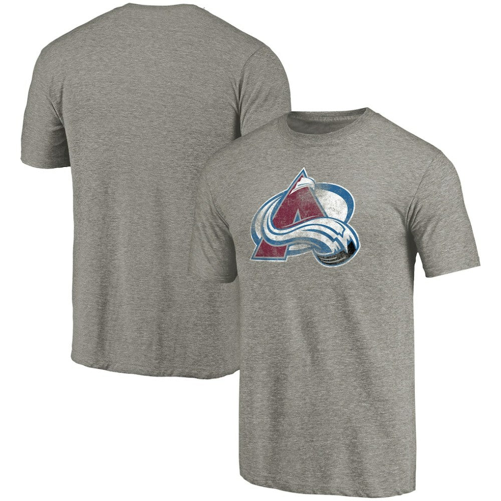 Colorado Avalanche - Distressed Team Logo Tri-Blend T-Shirt Ash