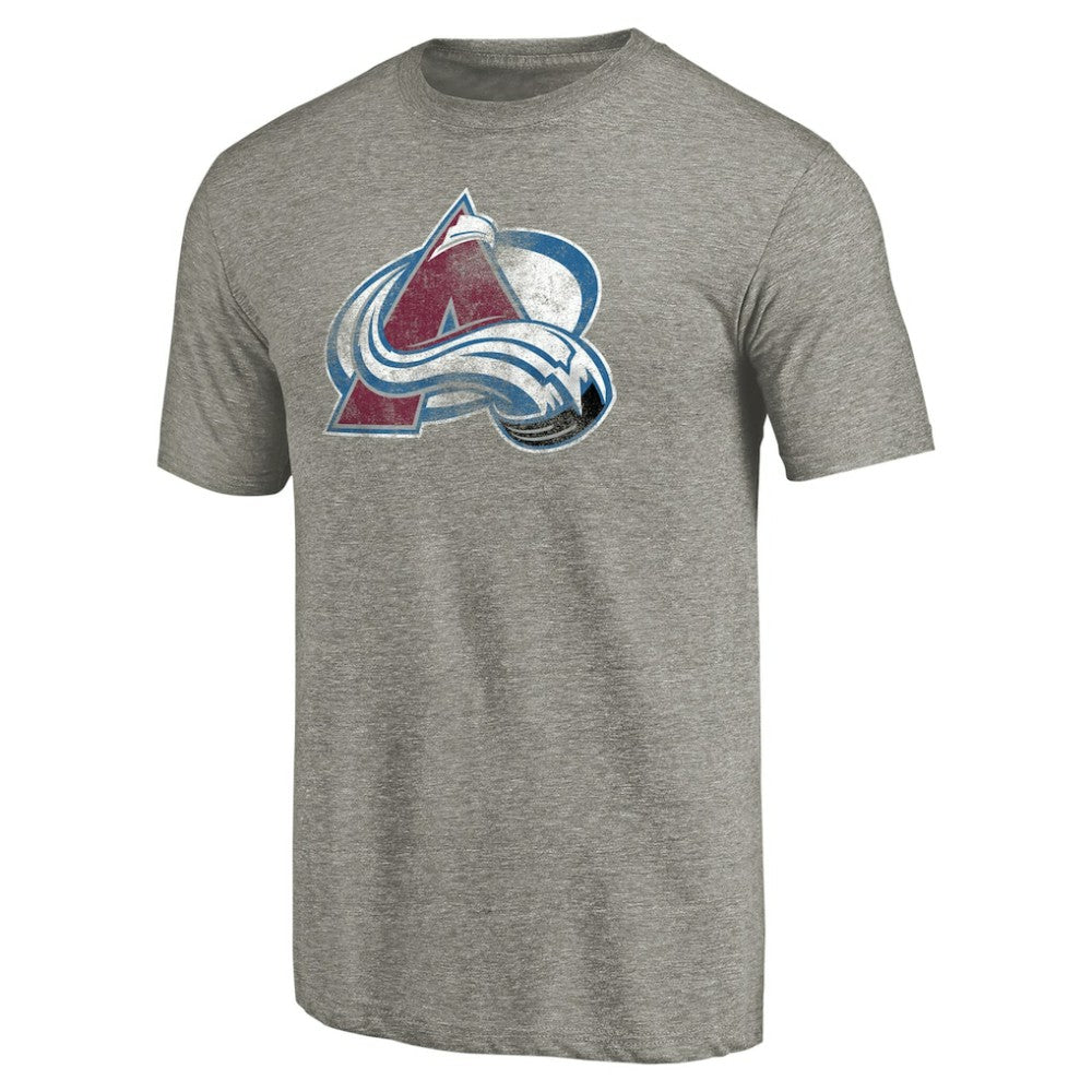 Colorado Avalanche - Distressed Team Logo Tri-Blend T-Shirt Ash