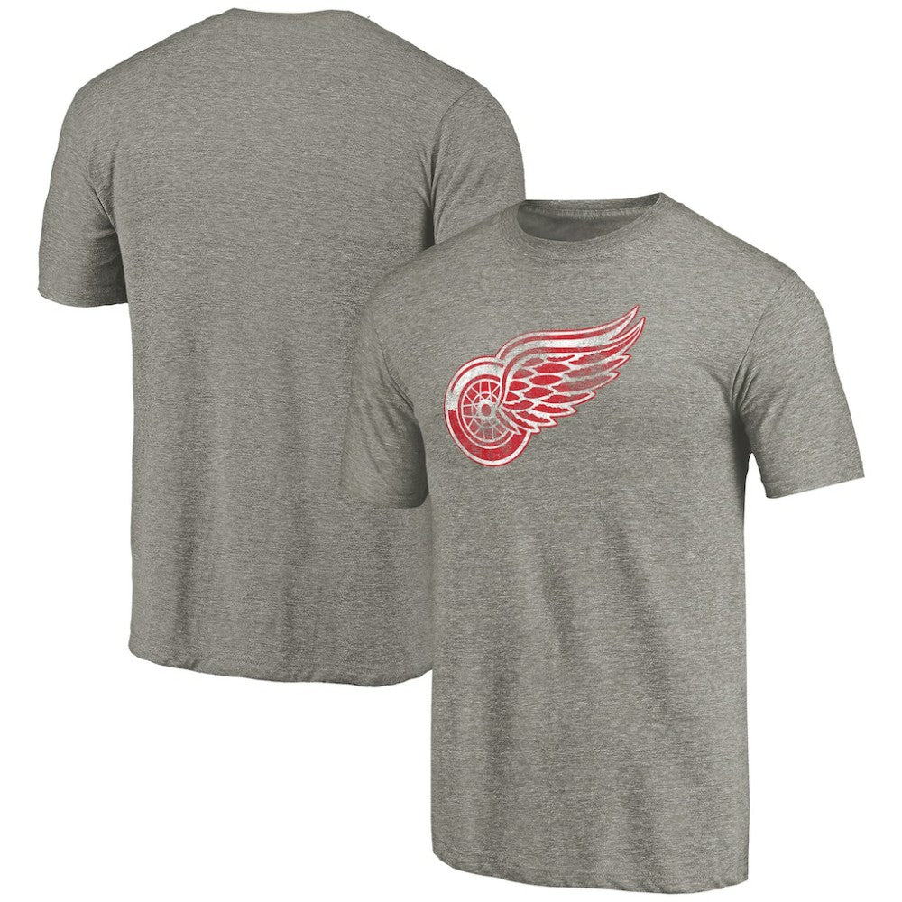 Detroit Red Wings - Distressed Team Logo 2 Tri-Blend T-Shirt Ash