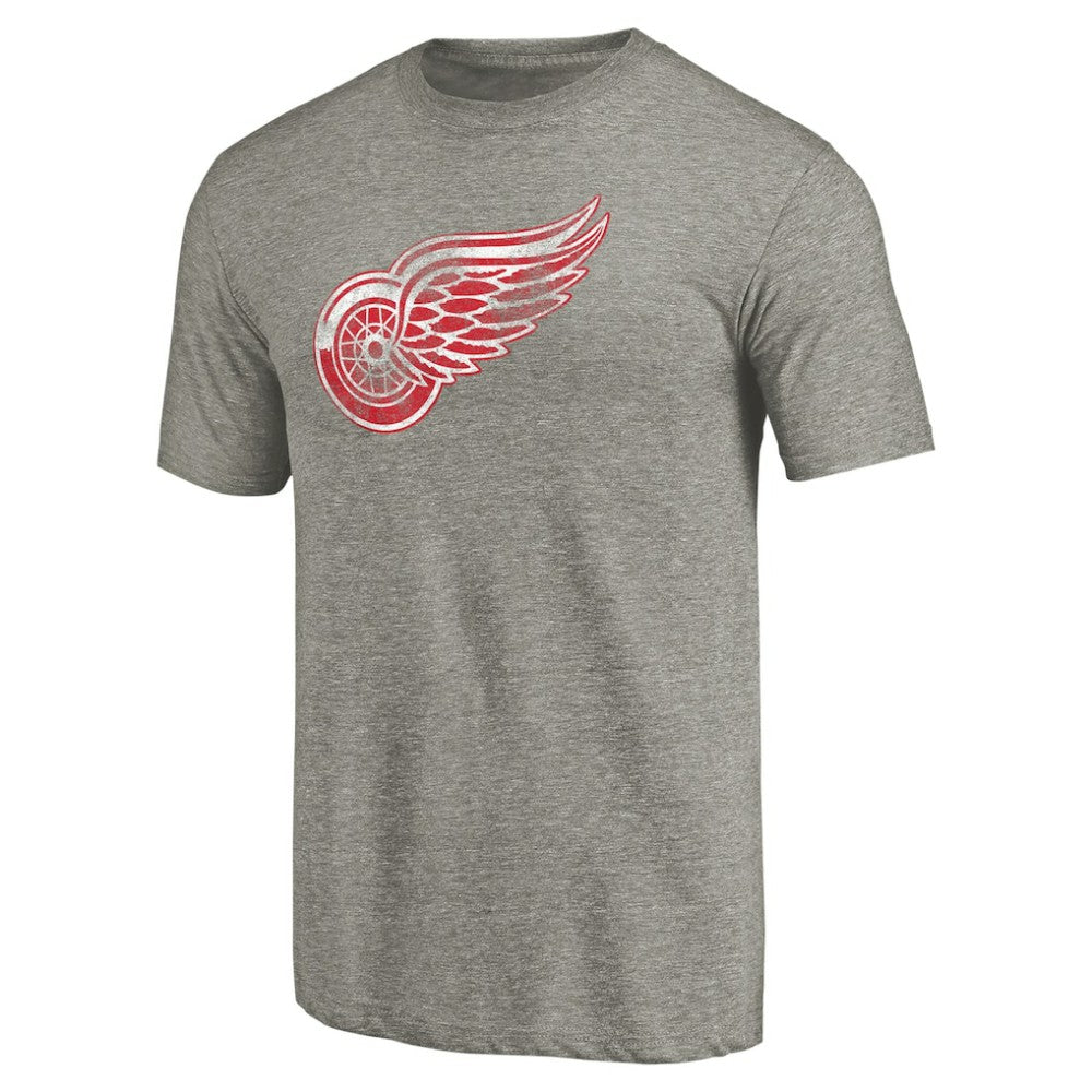 Detroit Red Wings - Distressed Team Logo 2 Tri-Blend T-Shirt Ash