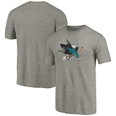 San Jose Sharks - Distressed Team Logo Tri-Blend T-Shirt Ash