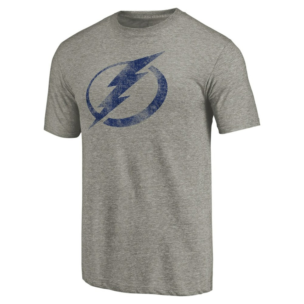 Tampa Bay Lightning - Distressed Team Logo Tri-Blend T-Shirt Ash