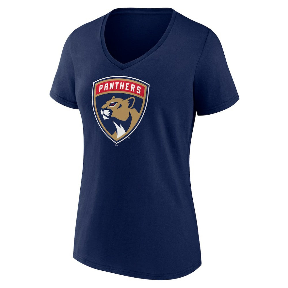 Florida Panthers - Women's Primary Logo V-Neck T-Shirt Navy
