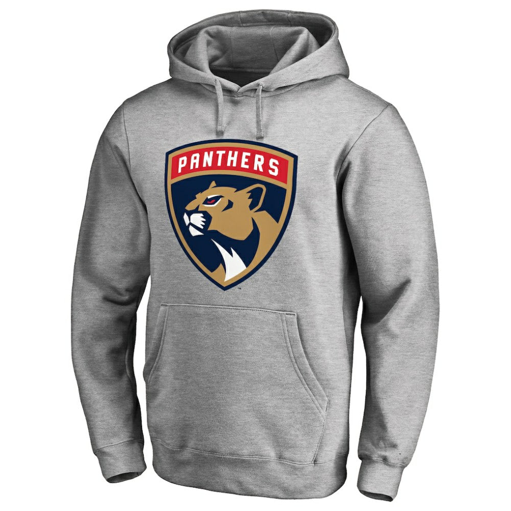 Florida Panthers - Primary Team Logo Fleece Fitted Pullover Hoodie Heather Gray