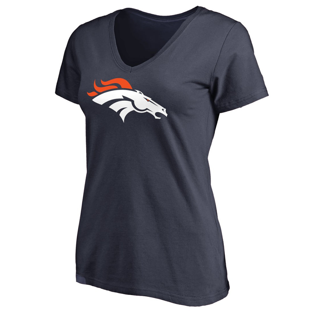Denver Broncos Pro Line Women's Primary Team Logo 2 V-Neck T-Shirt Navy - NFL