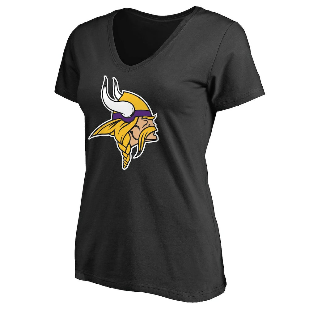 Minnesota Vikings Women's Primary Team Logo V-Neck T-Shirt Black - NFL