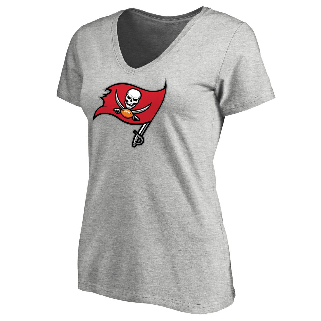 Tampa Bay Buccaneers Women's Primary Logo V-Neck T-Shirt Heather Gray - NFL