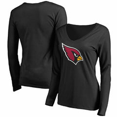 Arizona Cardinals Women's Primary Team Logo V-Neck Long Sleeve T-Shirt Black - NFL