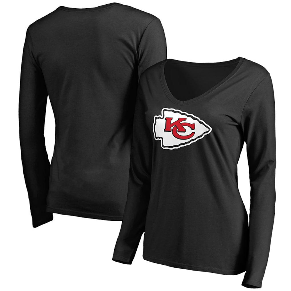 Kansas City Chiefs Women's Primary Team Logo V-Neck Long Sleeve T-Shirt Black - NFL