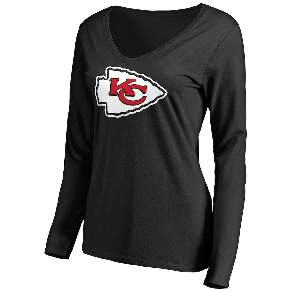 Kansas City Chiefs Women's Primary Team Logo V-Neck Long Sleeve T-Shirt Black - NFL
