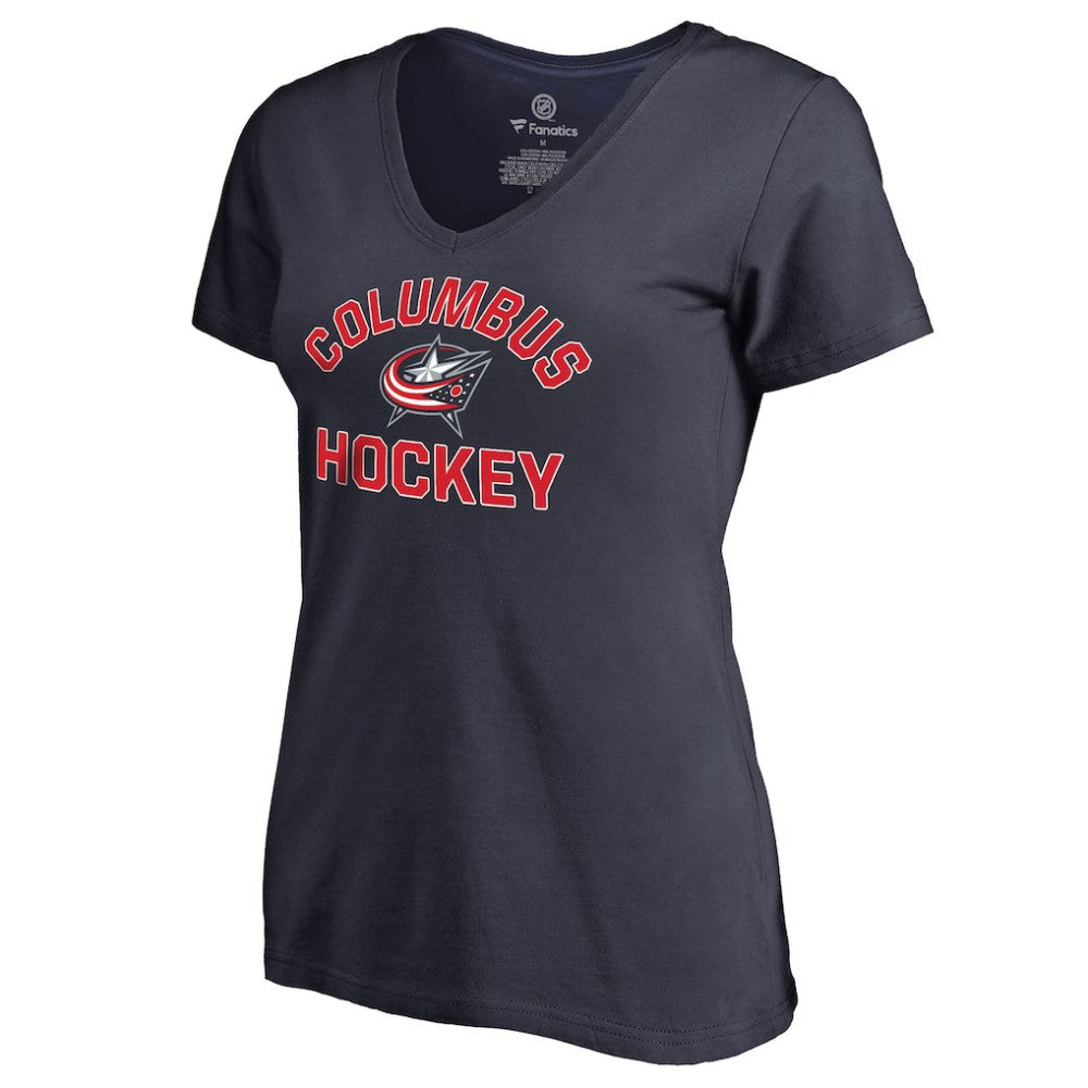 Columbus Blue Jackets - Women's Overtime V-Neck T-Shirt Navy