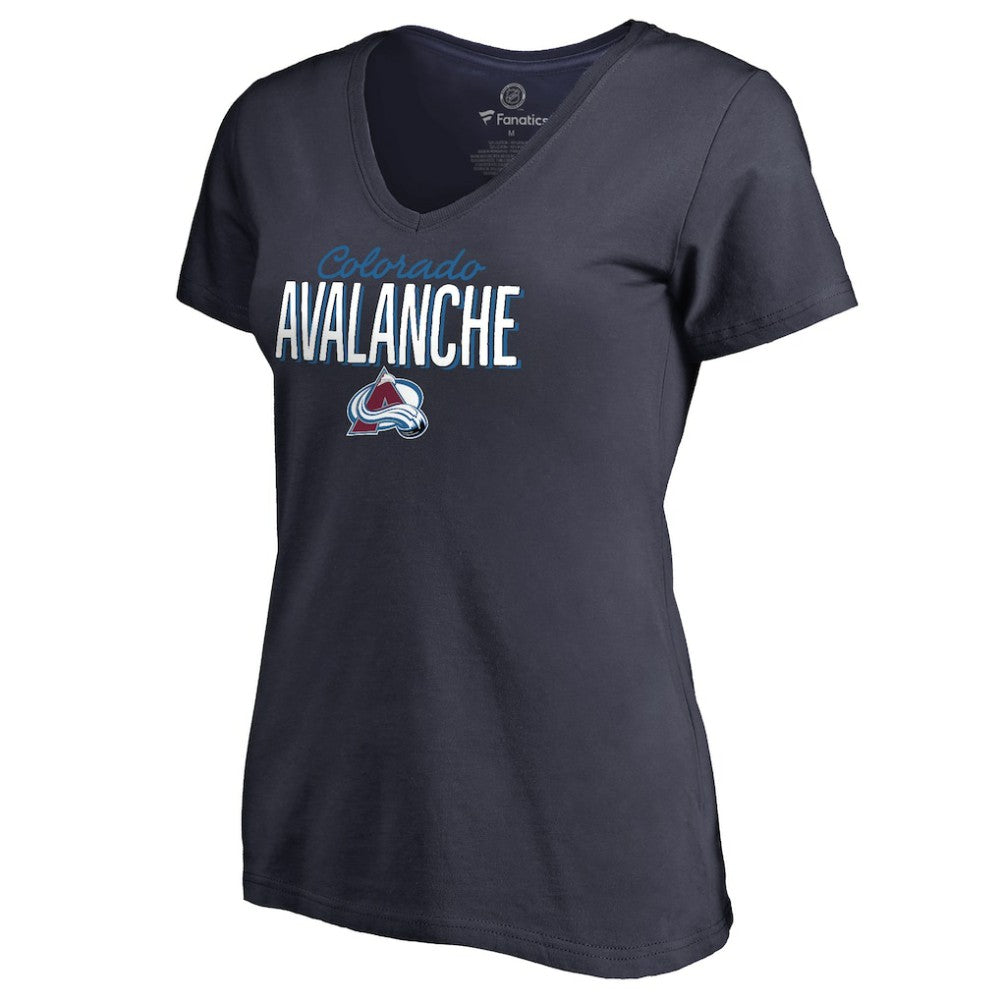 Colorado Avalanche - Women's Nostalgia V-Neck T-Shirt Navy