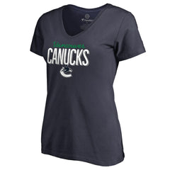 Vancouver Canucks - Women's Nostalgia V-Neck T-Shirt Navy