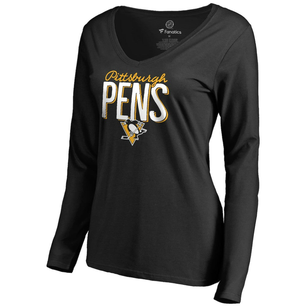 Pittsburgh Penguins Women's Nostalgia Long Sleeve T-Shirt Black