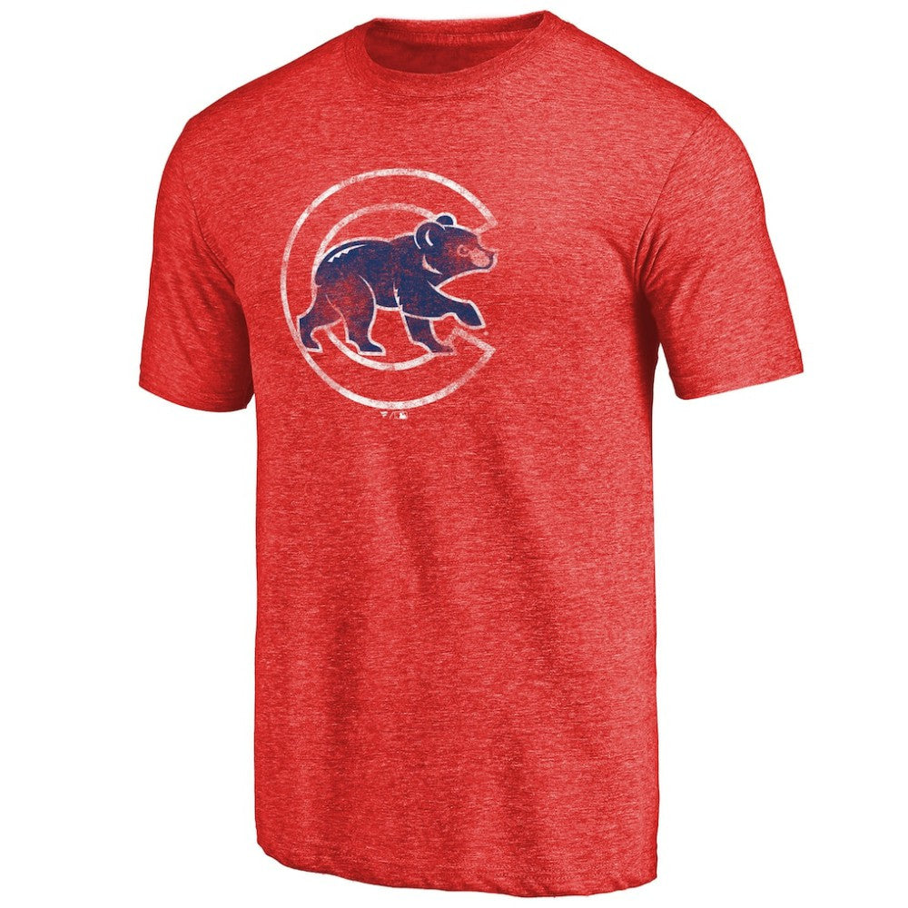 Chicago Cubs Distressed Team 2 Tri-Blend T-Shirt Lifestyle