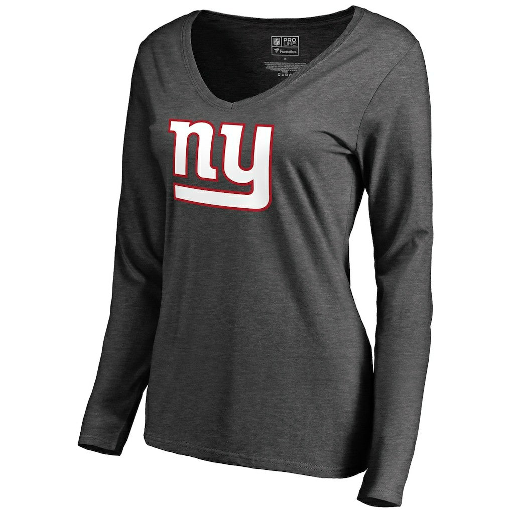 New York Giants Women's Team Logo Long Sleeve T-Shirt Heathered Gray - NFL