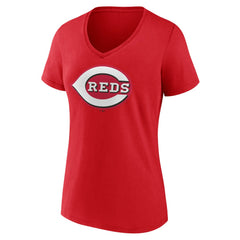 Cincinnati Reds Women's Team Color Primary Logo V-Neck T-Shirt Online