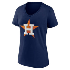 Houston Astros Women's Team Color Primary Logo V-Neck T-Shirt Clearance