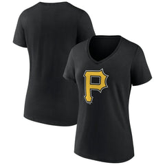 Pittsburgh Pirates Women's Team Color Primary Logo V-Neck T-Shirt Lifestyle