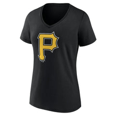 Pittsburgh Pirates Women's Team Color Primary Logo V-Neck T-Shirt Lifestyle