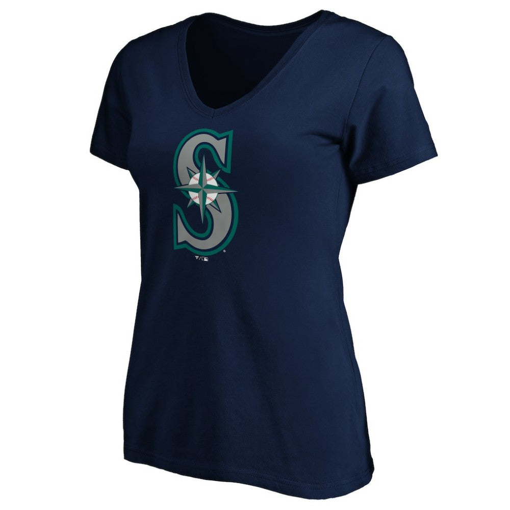 Seattle Mariners Women's Team Color Primary Logo V-Neck T-Shirt Online