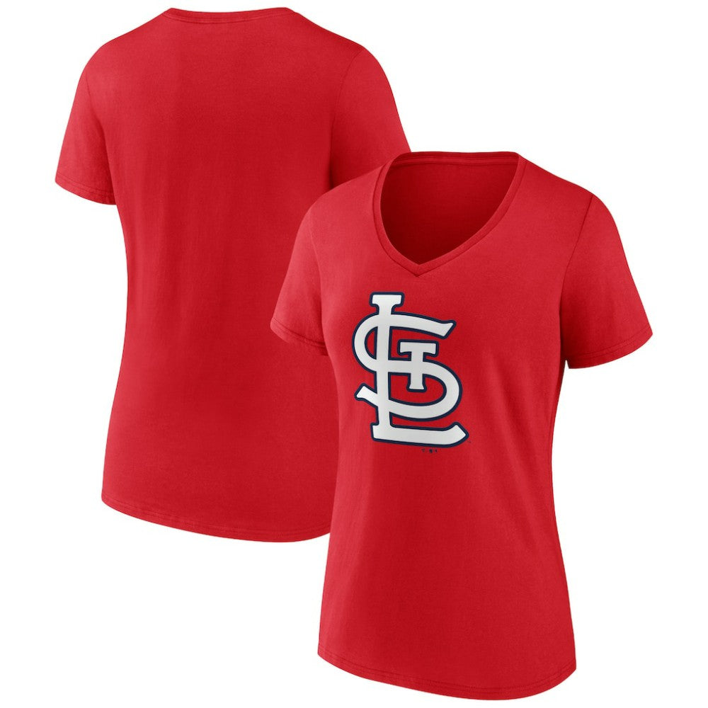 St. Louis Cardinals Women's Team Color Primary Logo V-Neck T-Shirt Clearance