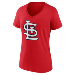 St. Louis Cardinals Women's Team Color Primary Logo V-Neck T-Shirt Clearance