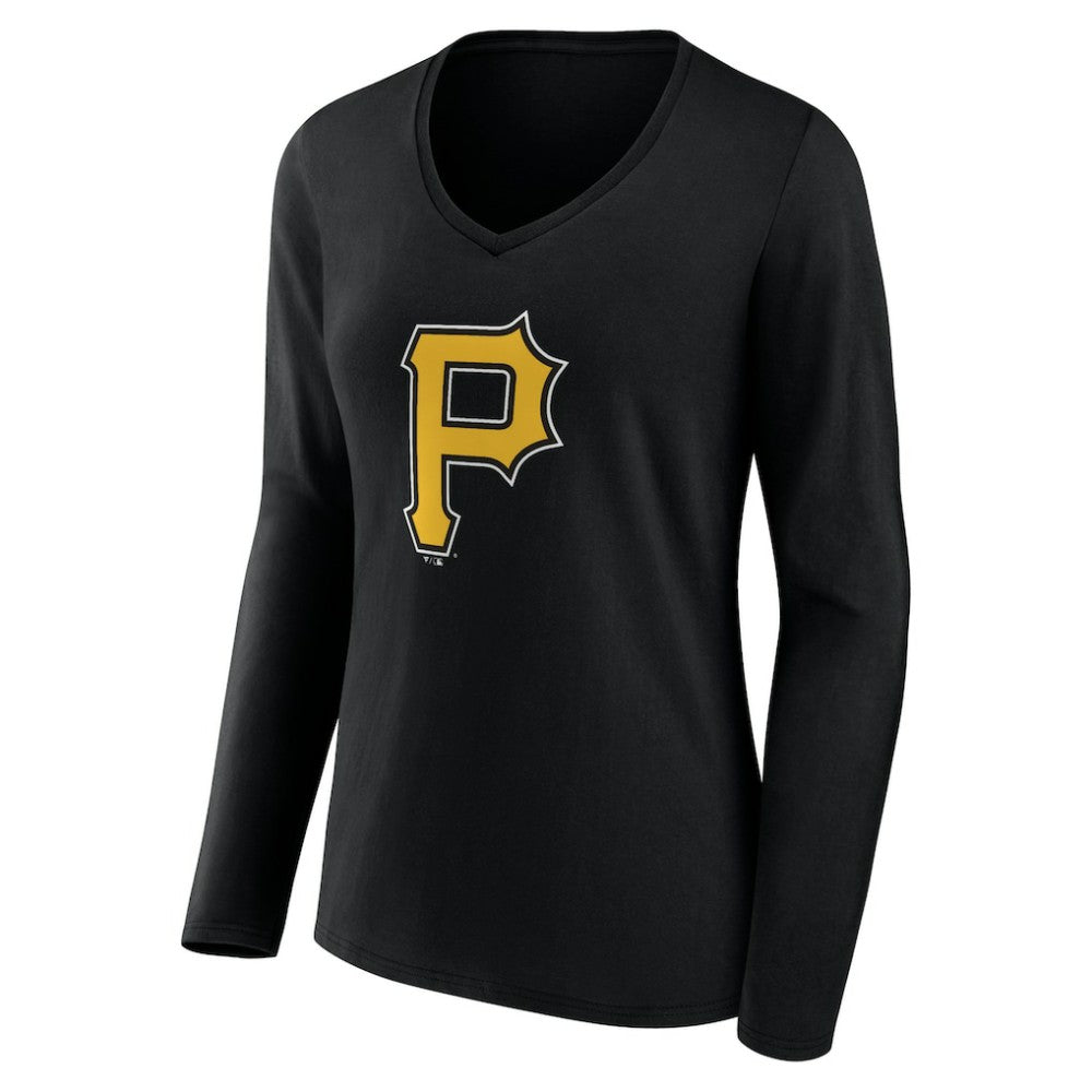 Pittsburgh Pirates Women's Team Color Primary Logo V-Neck Long Sleeve T-Shirt discount