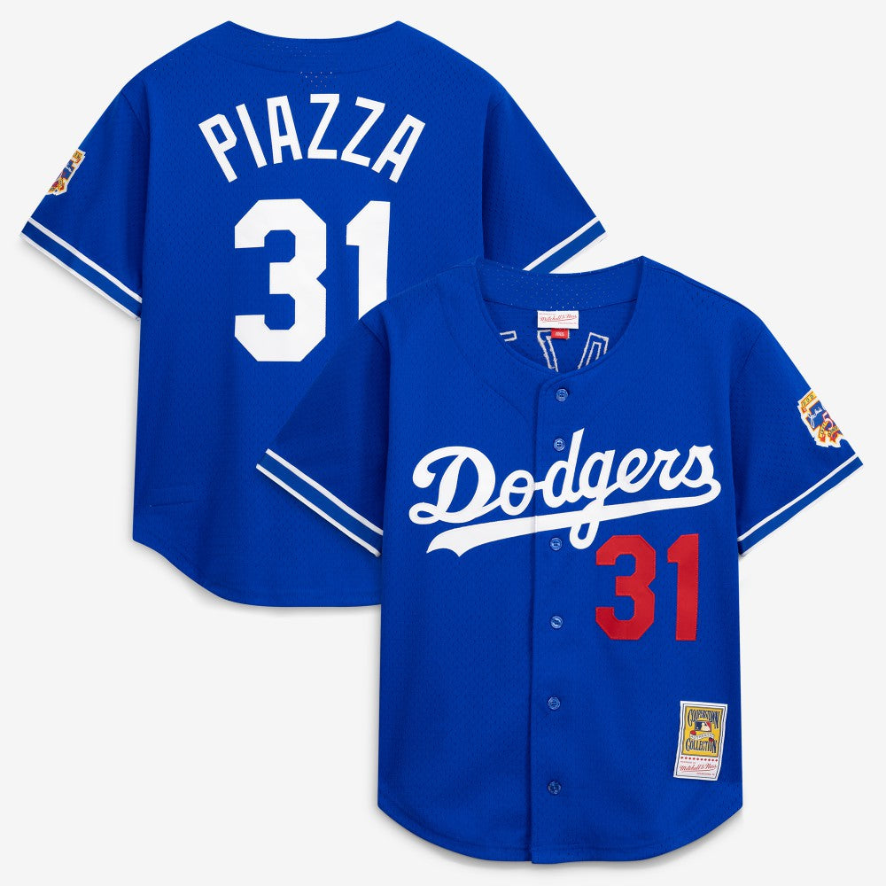 Mike Piazza Los Angeles Dodgers Mitchell & Ness Cooperstown Collection Mesh Batting Practice Button-Up Jersey for sale