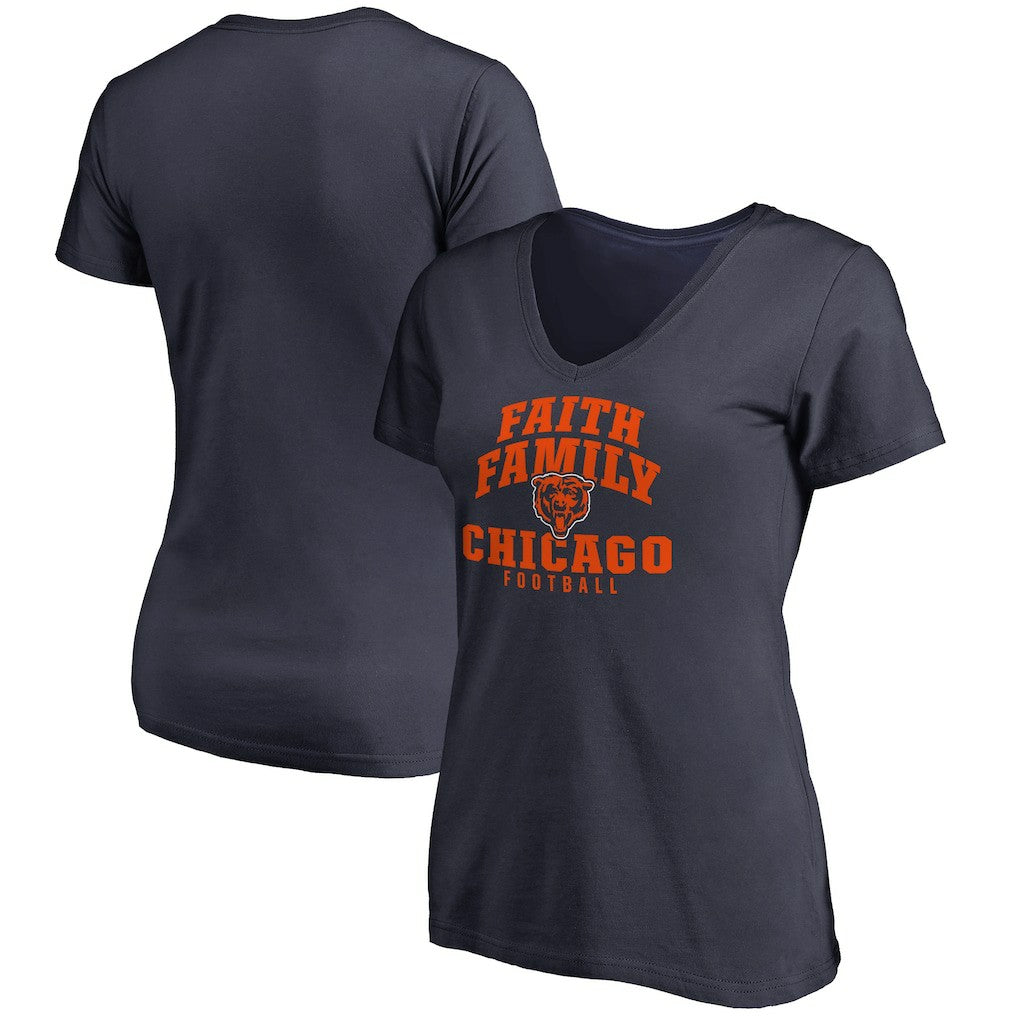 Chicago Bears Women's Faith Family T-Shirt Navy - NFL