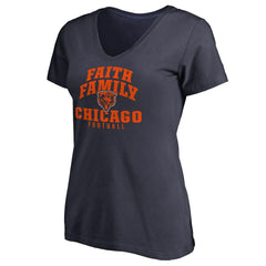 Chicago Bears Women's Faith Family T-Shirt Navy - NFL