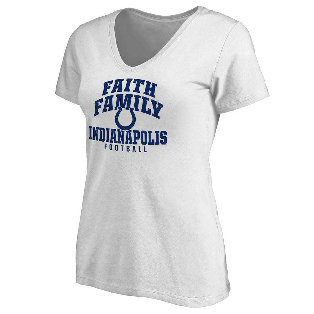 Indianapolis Colts Women's Faith Family V-Neck T-Shirt White - NFL