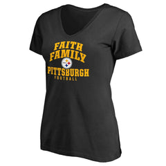 Pittsburgh Steelers Women's Faith Family T-Shirt Black - NFL