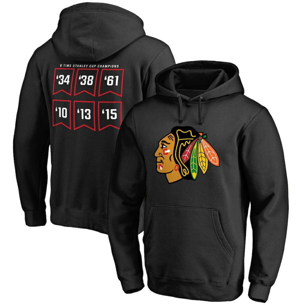 Chicago Blackhawks Raise the Banner Pullover Hoodie Black