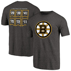 Boston Bruins Raise the Banner Tri-Blend T-Shirt Heathered Black