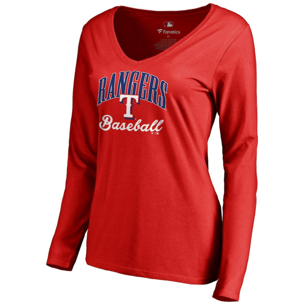 Texas Rangers Women's Victory Script Long Sleeve T-Shirt Sale