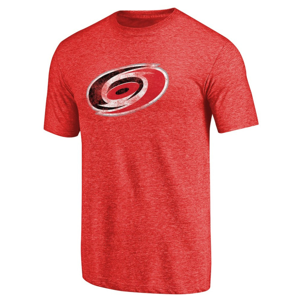 Carolina Hurricanes - Distressed Team Primary Logo Tri-Blend T-Shirt Red