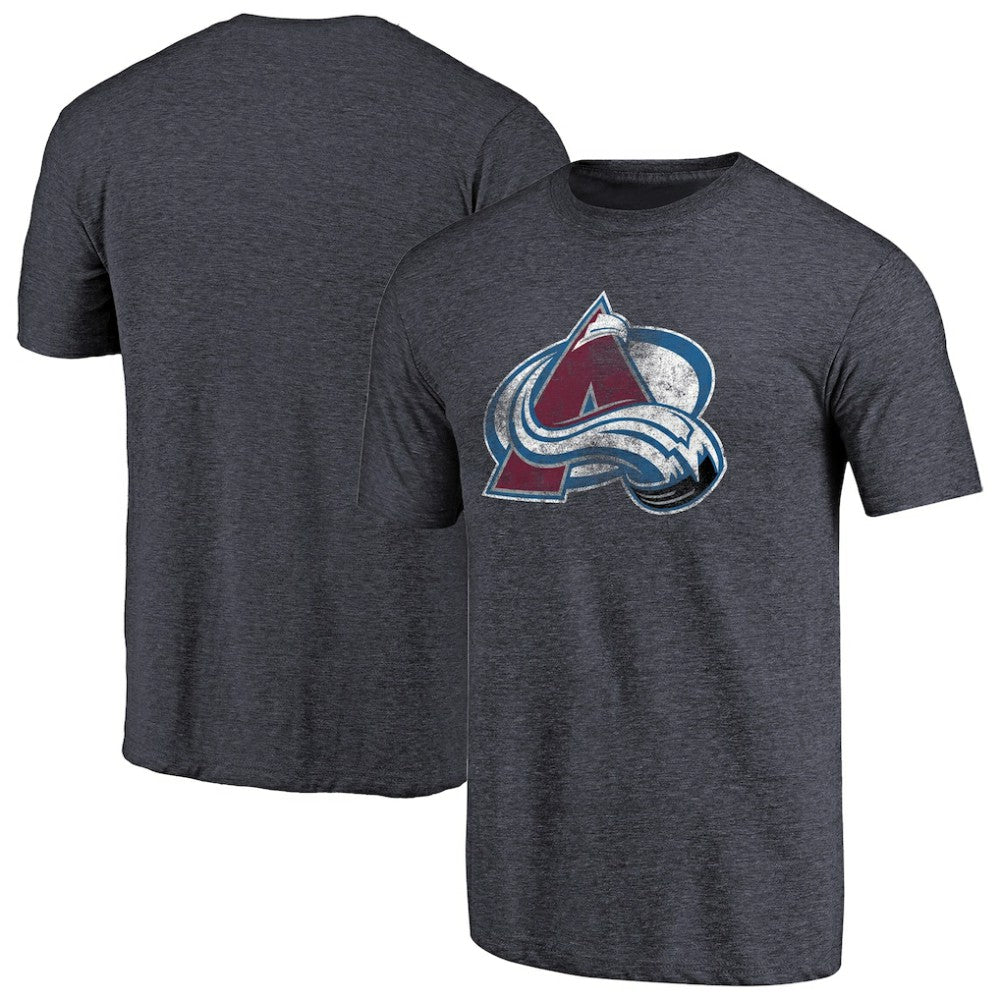 Colorado Avalanche - Distressed Team Primary Logo Tri-Blend T-Shirt Navy