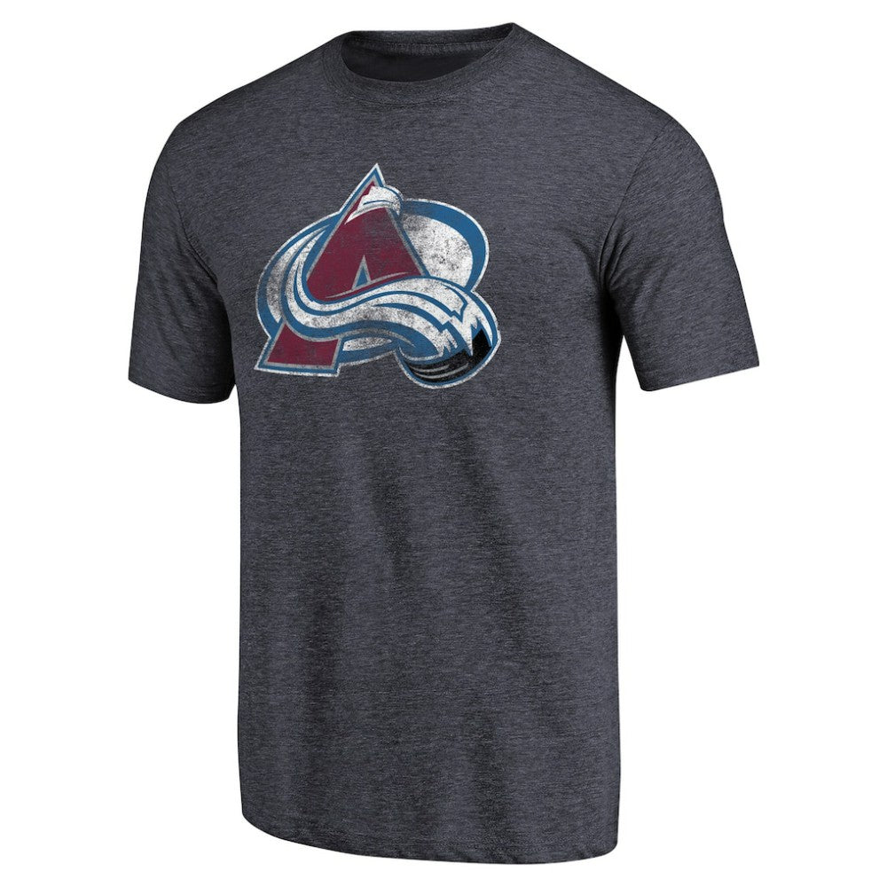 Colorado Avalanche - Distressed Team Primary Logo Tri-Blend T-Shirt Navy