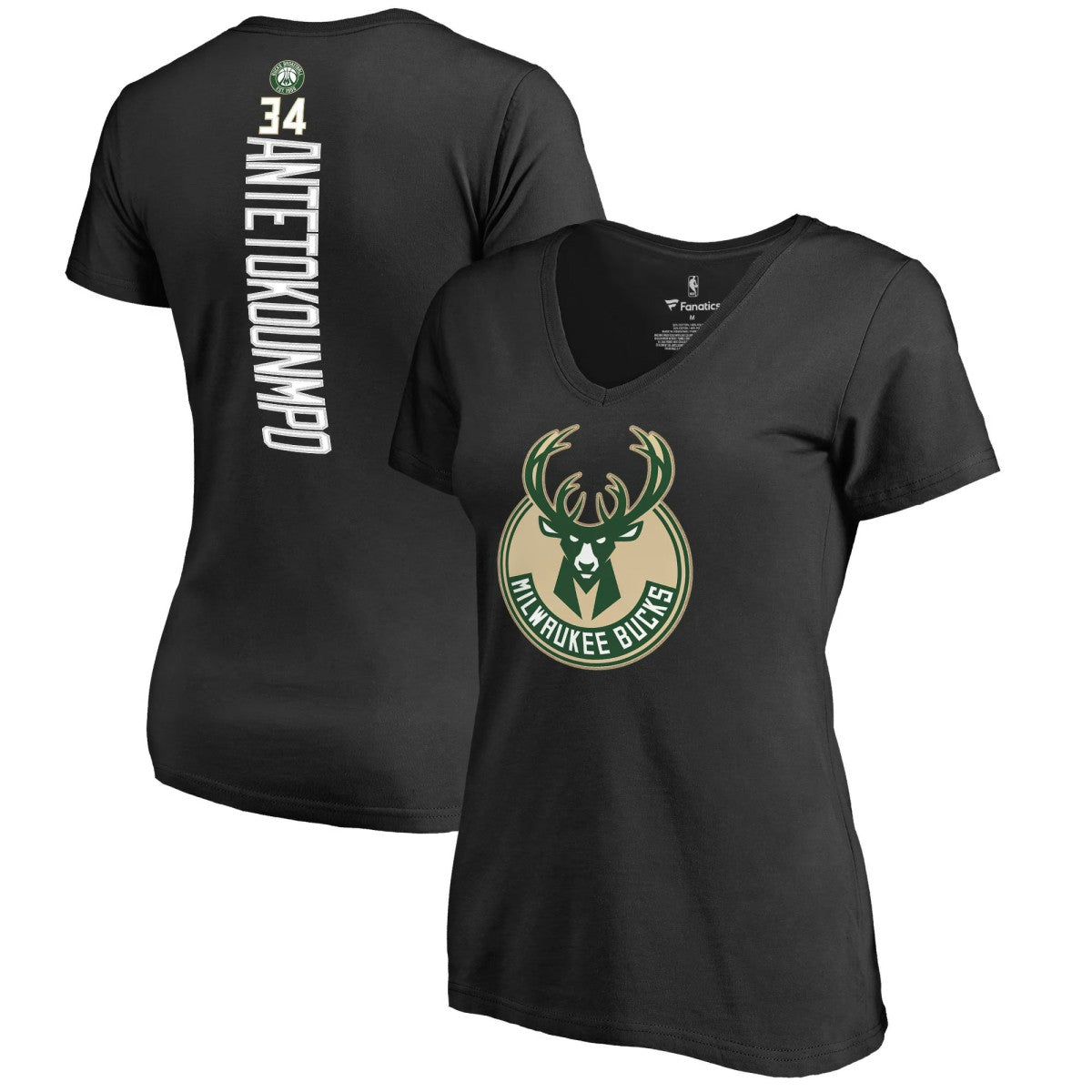 NBA - Giannis Antetokounmpo Milwaukee Bucks Women's Backer T-Shirt - Black