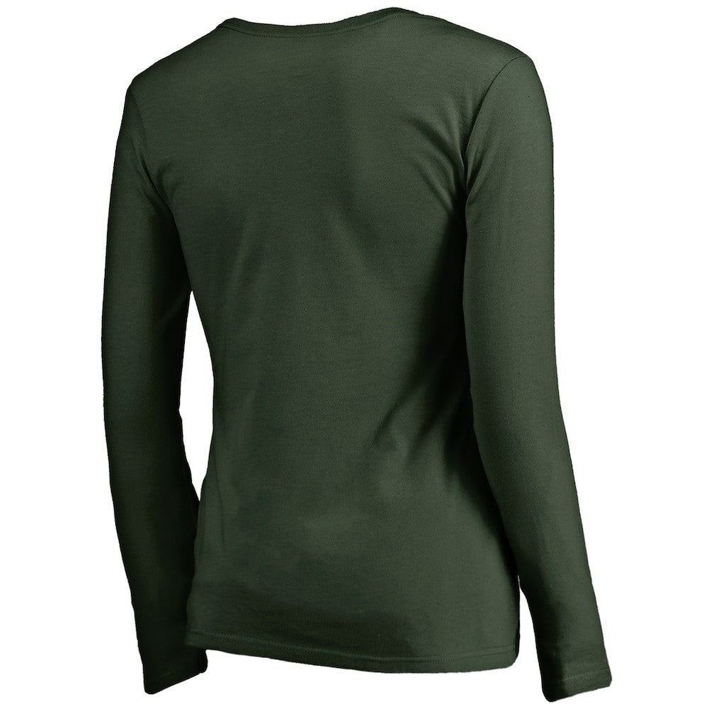 NBA - Milwaukee Bucks Women's Primary Logo V-Neck Long Sleeve T-Shirt - Green