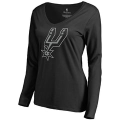 NBA - San Antonio Spurs Women's Primary Logo V-Neck Long Sleeve T-Shirt - Black