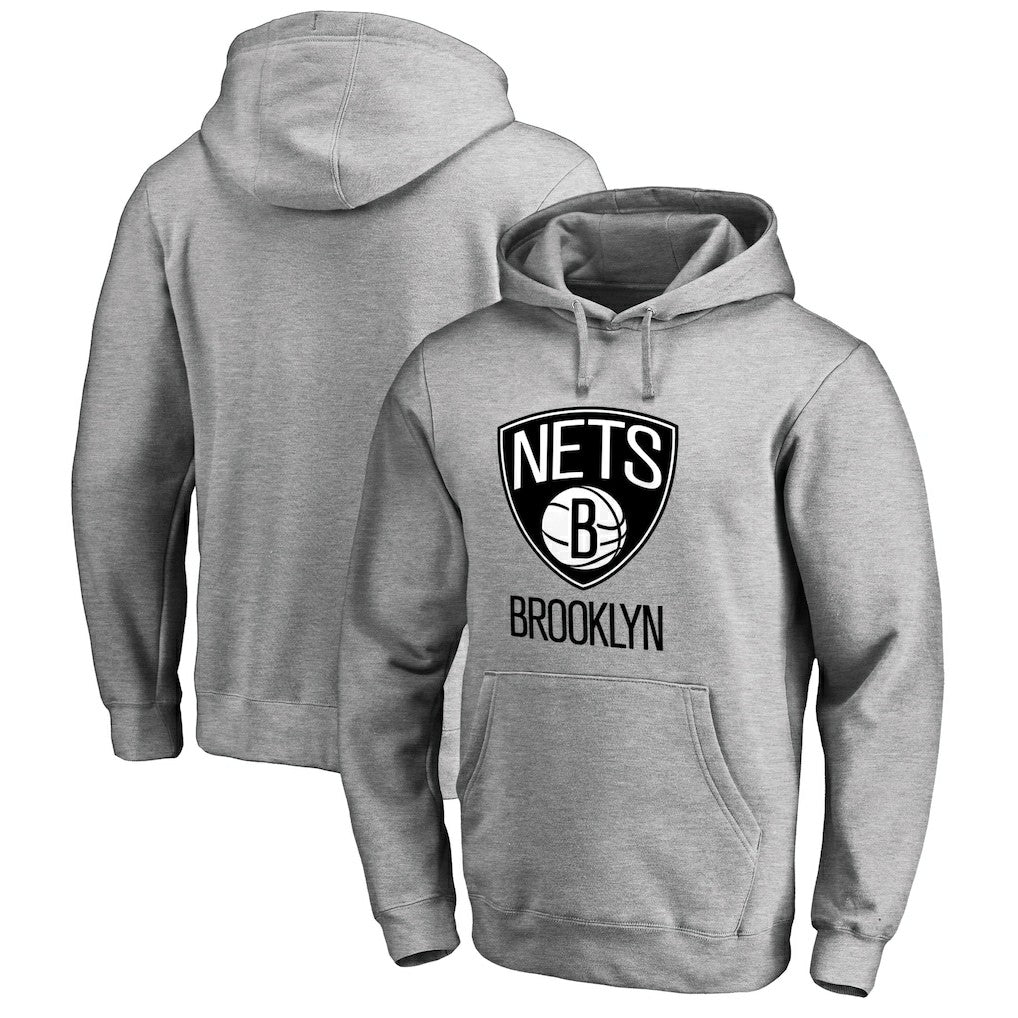 NBA - Brooklyn Nets Primary Logo Pullover Hoodie - Heather Gray