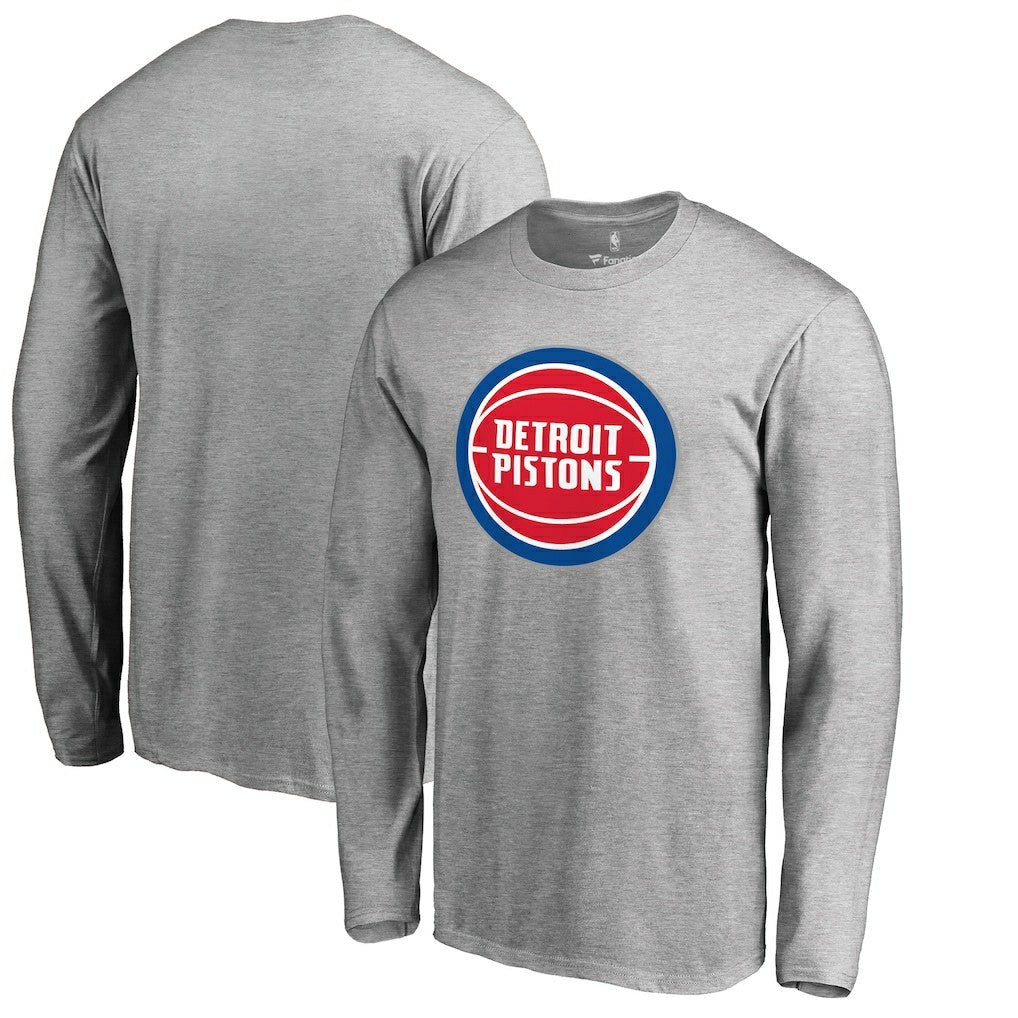 NBA - Detroit Pistons Primary Logo Long Sleeve T-Shirt - Heather Gray